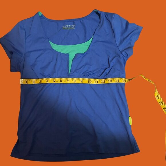 Pure Lime Blue & Green Active V-Neck Top – Size M (8/10) | Danish Design - Picture 3 of 7